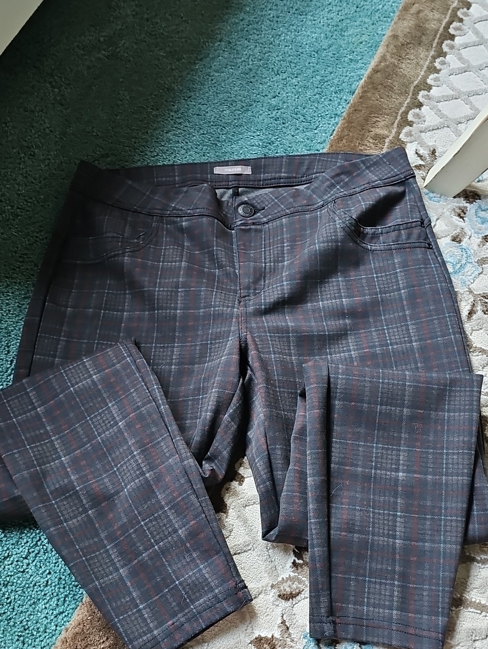 Maurices Men's Plaid Dress Pants in Charcoal and Brown